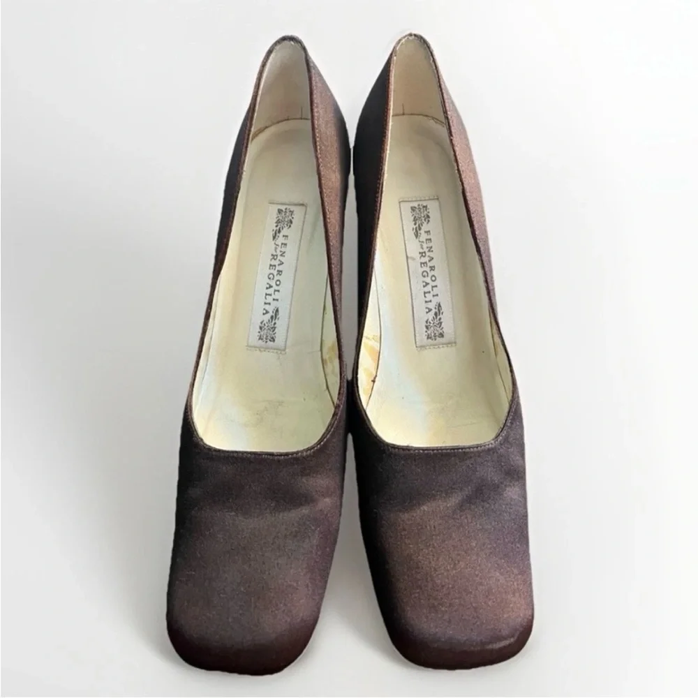 Fenaroli for Regalia Sable Brown Silk Formal Pumps - Size 8